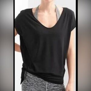 Gap Fit Breathe cap sleeve 2  BLACK and GRAY side tie shirts.  Both size XS